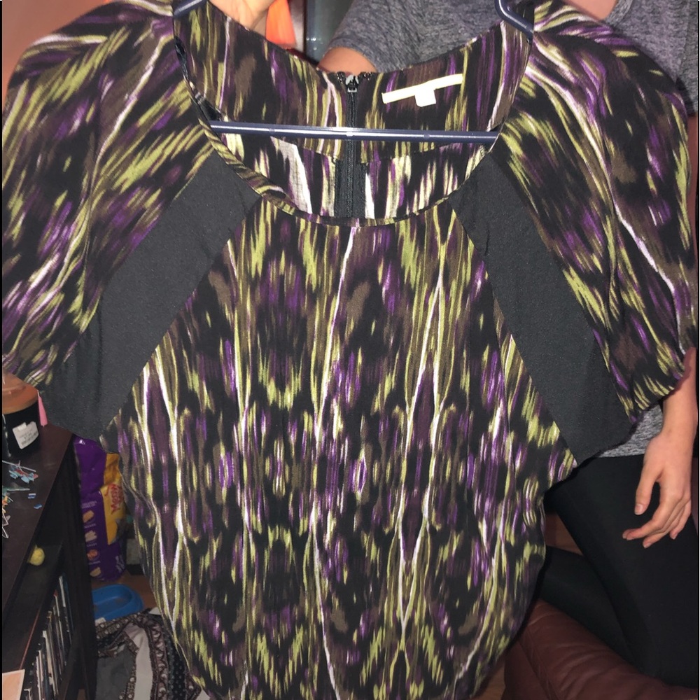 Green and purple blouse